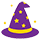 A wizard's hat with stars is the cyber mage marketing logo